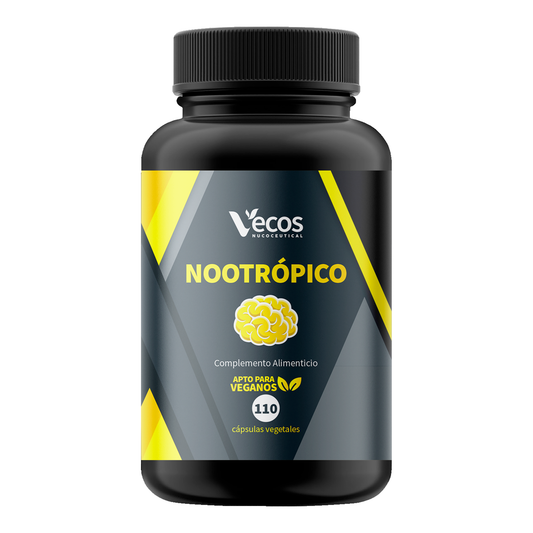 Nootrópico Natural Vecos 110 Cápsulas | Concentración Y Foco Mental | Cafeína + Teanina + Bacopa + Ginkgo_0