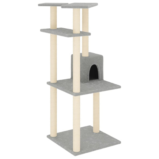 Rascador Para Gatos Con Postes De Sisal Gris Claro 123 Cm_0