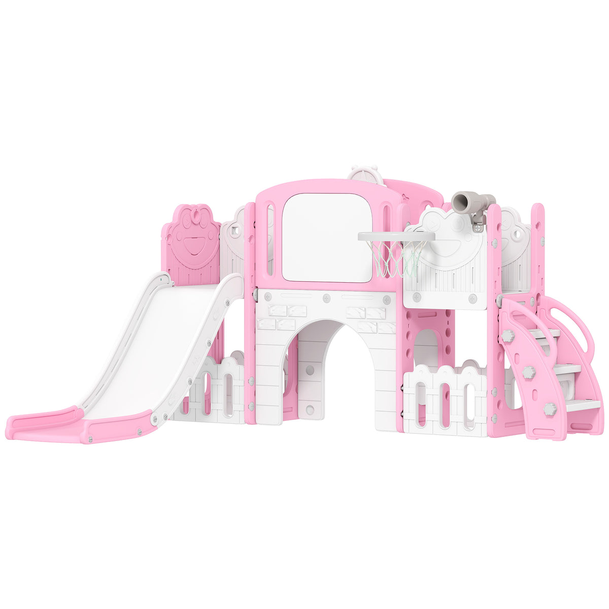Tobogán Infantil Aiyaplay Hdpe, Pp Rosa 176x150x94 Cm_0