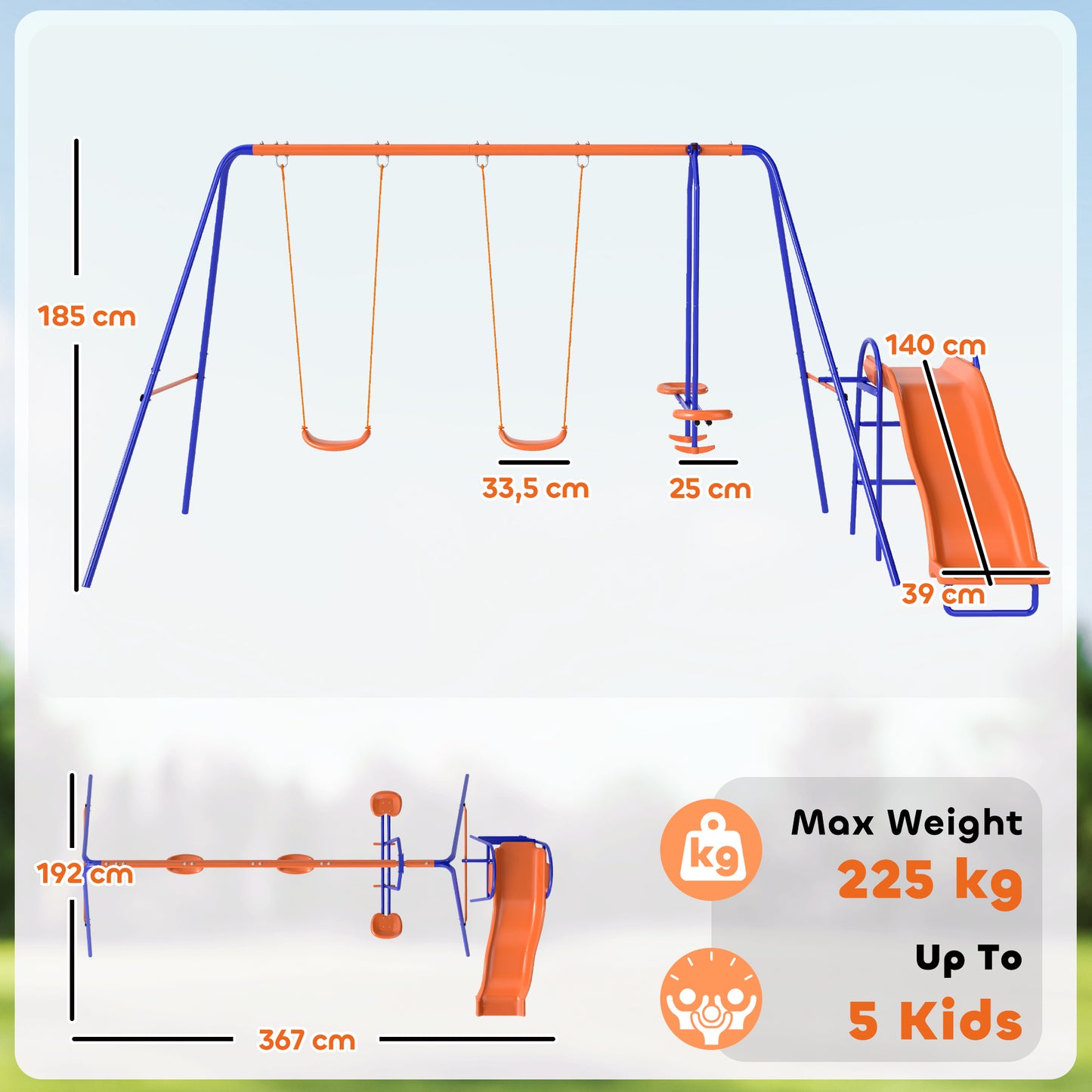 Outsunny Columpio Infantil 4 En 1 Con Cuerda Ajustable Y Anti-uv Multicolor_2