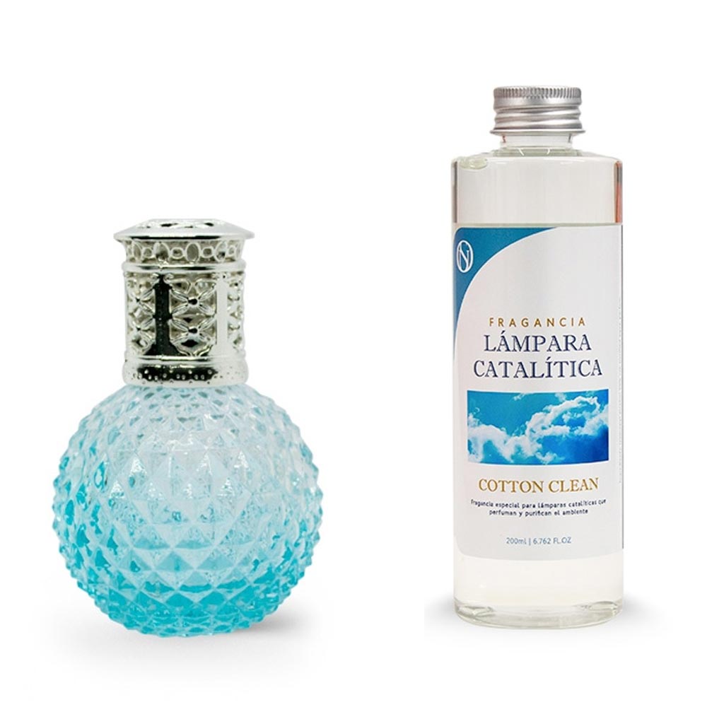 Lámpara Catalítica Blue Diamonds + Aroma Cotton Clean 500ml - Elimina Malos Olores, Impurezas Y Perfuma_0