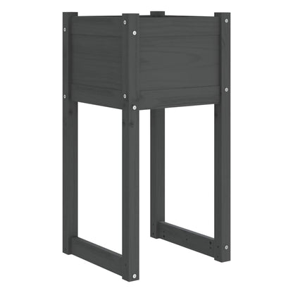 Jardinera De Madera Maciza De Pino Gris 40x40x81 Cm_0