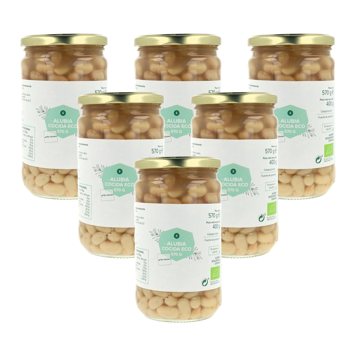 Pack 6x Alubia Cocida ECO Planeta Huerto 570 g