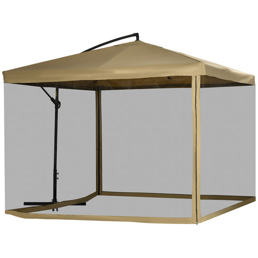 Sombrilla Jardín Inclinable Con Manivela Outsunny 296x296x265 Cm Beige_0