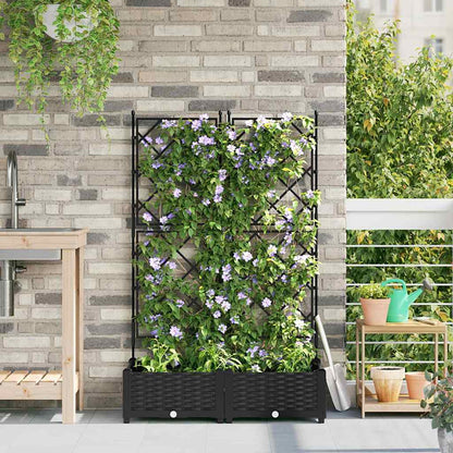 Macetero De Jardín 2 Uds. Negro 80 X 40 X 125,5 Cm Pp_1