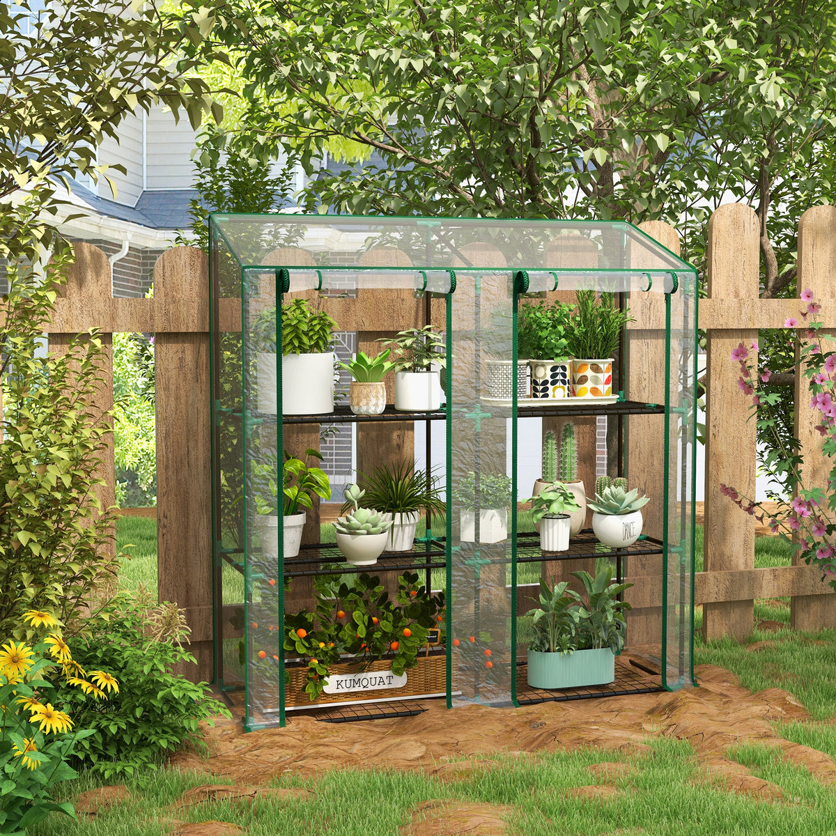 Outsunny Invernadero De Jardín De 3 Niveles 143x46x141/151 Cm Transparente_1