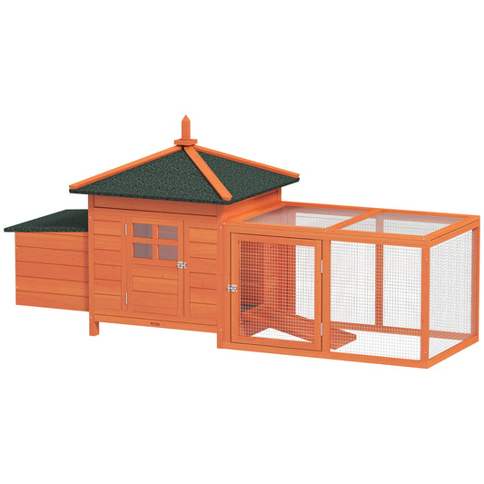 Gallinero Pawhut Madera De Pino, Metal Naranja 196x76x97 Cm_0