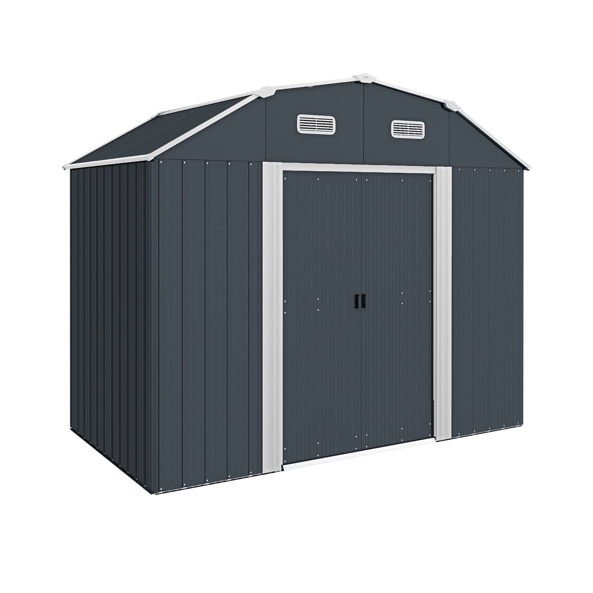 Outsunny Cobertizo De Jardín Exterior 2,7 M² 238x132x198,5 Cm Con Base Gris_0