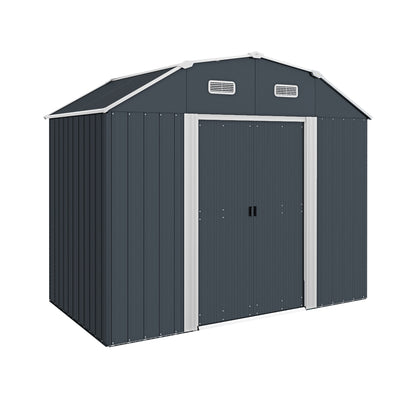 Outsunny Cobertizo De Jardín Exterior 2,7 M² 238x132x198,5 Cm Con Base Gris_0