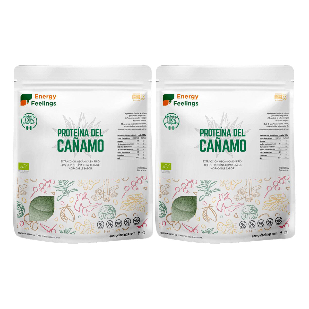 Pack 2x Proteína de Cáñamo ECO Energy Feelings 1 Kg