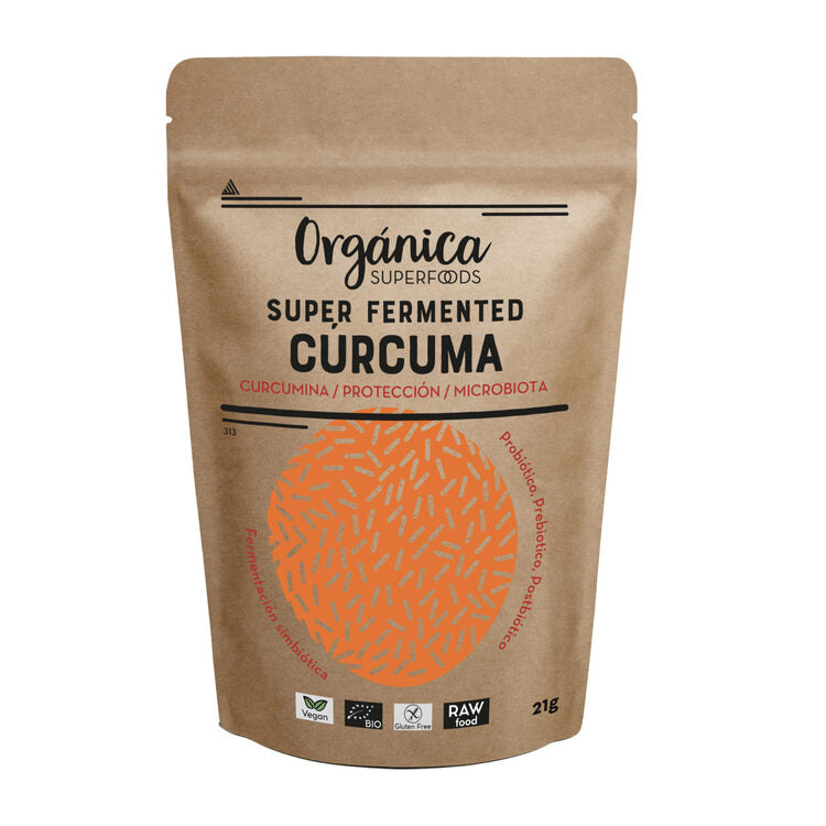 Cúrcuma Fermentada Bio- Con Prebióticos, Probióticos, Postbióticos- 90g - Orgánica Superfoods_0