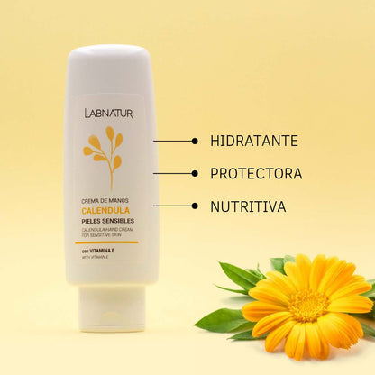 Crema de Manos de Caléndula Labnatur 100 ml | Almendras Dulces, Camomila y Karité | Piel Sensible | Vegano_1