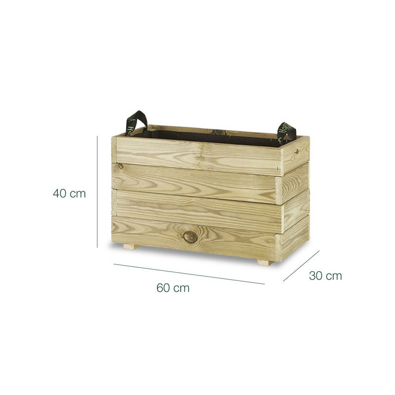 Jardinera Rectangular De Madera Tratada Para Exterior Ghio Hortalia 60x30x40 Cm_5