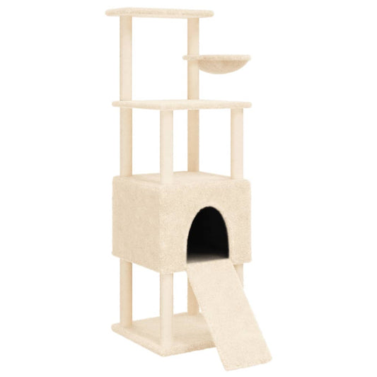Rascador Para Gatos Con Postes De Sisal Crema 153 Cm_0