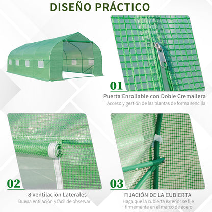 Outsunny Invernadero De Jardín 6x3x2 M Tipo Túnel Para Cultivo Plantas_5