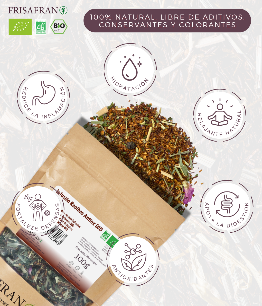 Infusión De Rooibos Antioxidante Ecológica En Granel | Calidad | Frisafran 100 G_1