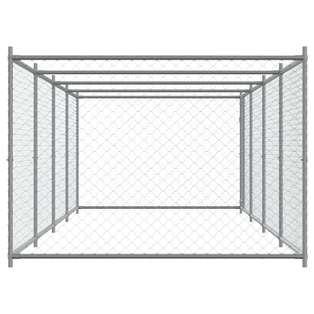 Jaula De Perros Con Puerta Acero Galvanizado Gris 8x2x1,5 M_4