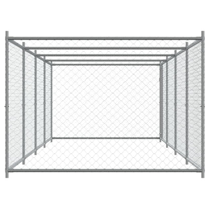 Jaula De Perros Con Puerta Acero Galvanizado Gris 8x2x1,5 M_4