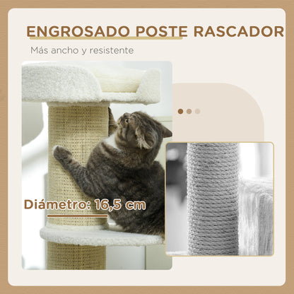 Pawhut Árbol Rascador Para Gatos Altura 91 Cm De 3 Niveles 45x45x91cm Crema_5