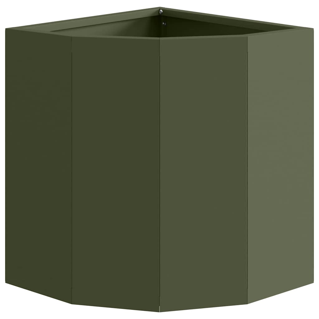 Macetero De Esquina Verde Oliva 30 X 30 X 35 Cm Acero_4