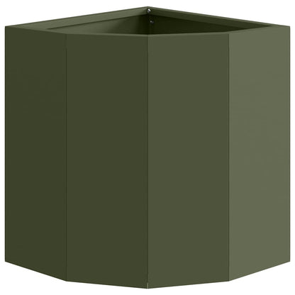 Macetero De Esquina Verde Oliva 30 X 30 X 35 Cm Acero_4