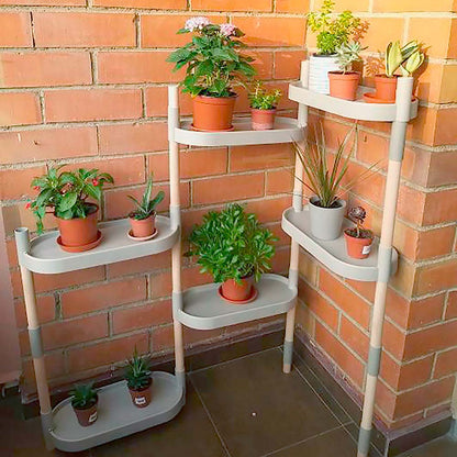 Soporte Modular Citysens De 6 Bandejas – Gris Claro, Polipropileno 100% Reciclado Y Madera Ecológica Pefc_1