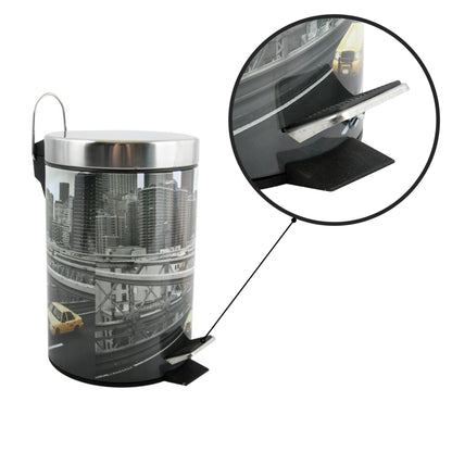 Cubo De Basura 3l Con Tapa Msv "new York" De Acero Inoxidable 16,5 X 25,6 Cm_2