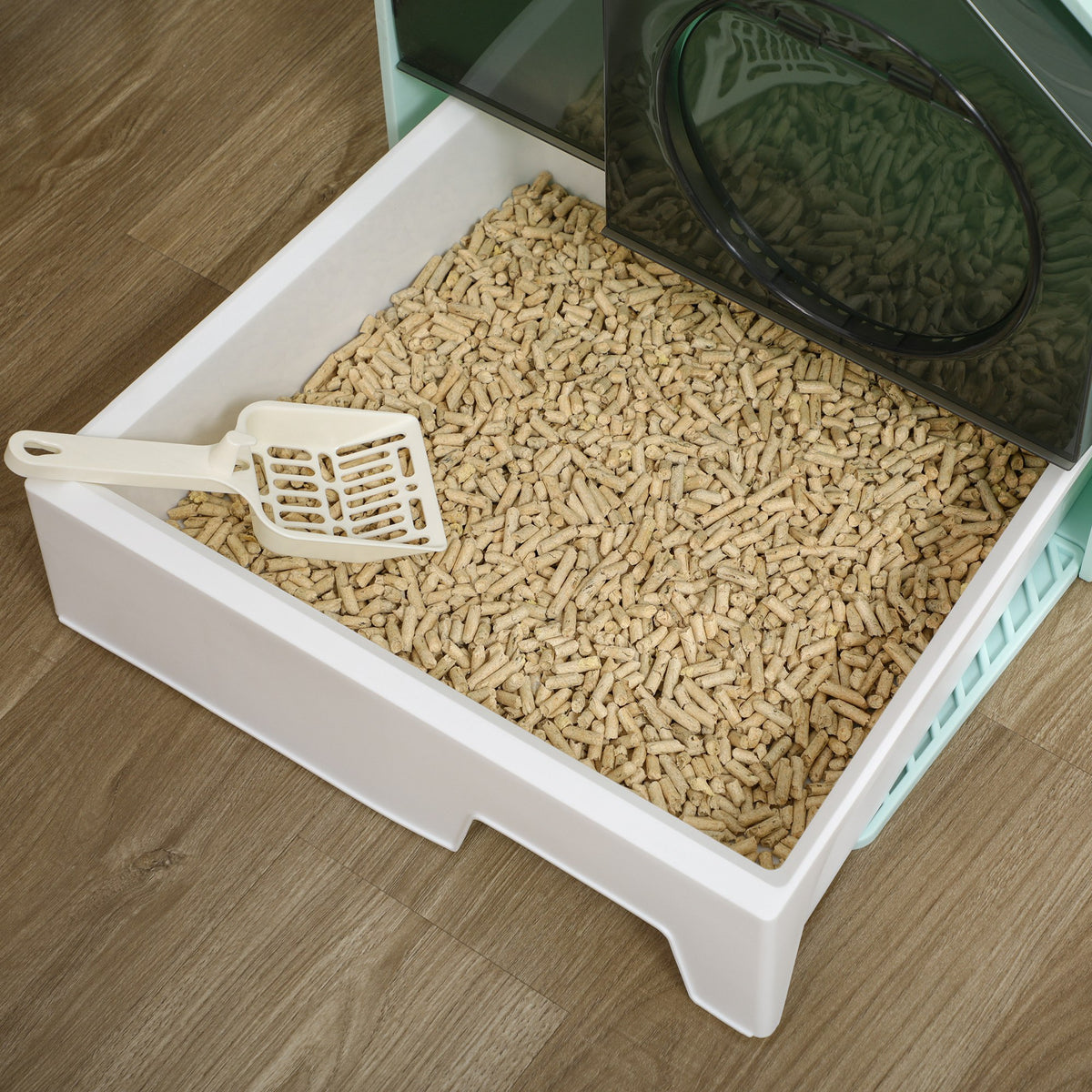 Pawhut Arenero Cubierto Para Gatos Con Bandeja Extraíble Pala Filtro 47x45x42 Cm_3