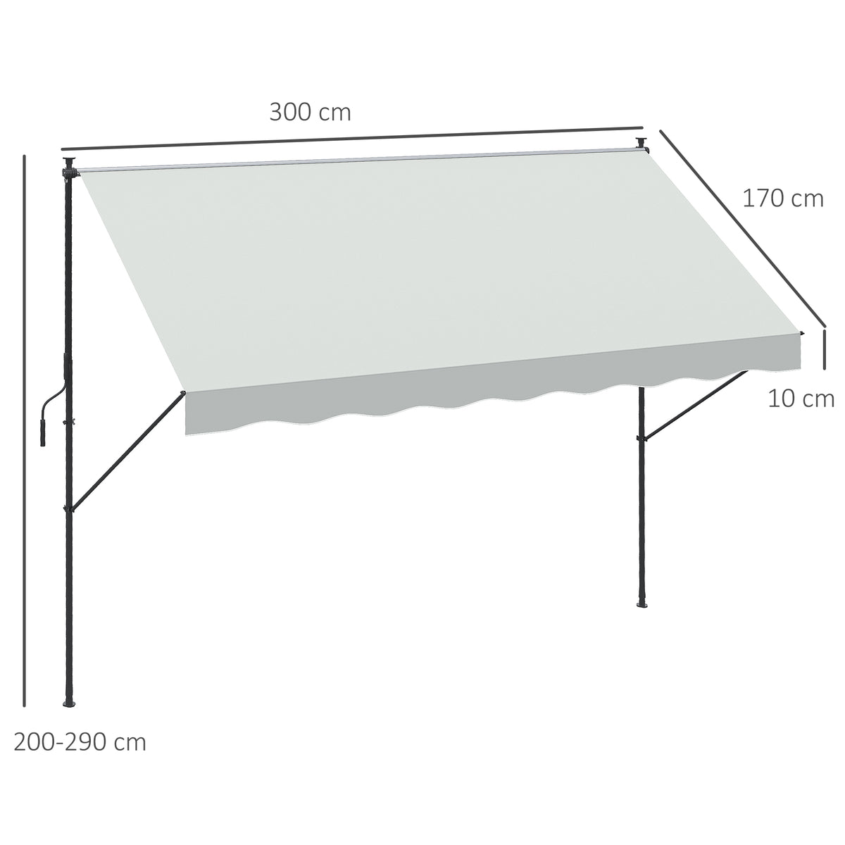 Outsunny Toldo Manual Retráctil 300x175x210-310cm Manivela Protección Uv40 Crema_2