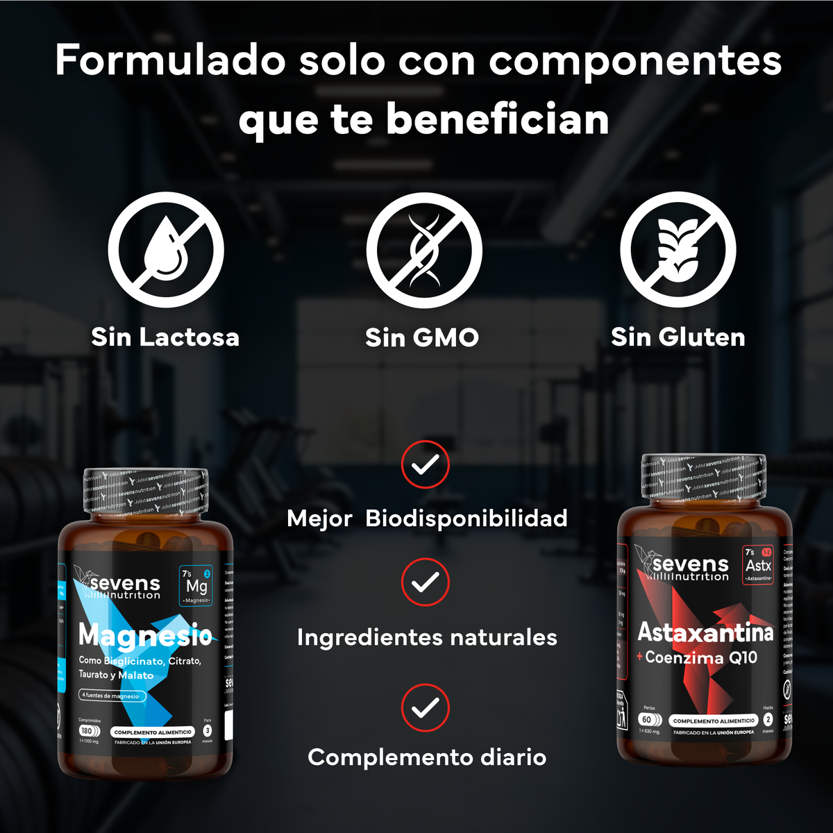 Magnesio Complex 4 En 1 + Astaxantina 8 Mg. Sevens Nutrition. Energía, Músculos, Articulaciones Y Antioxidante Celular_3