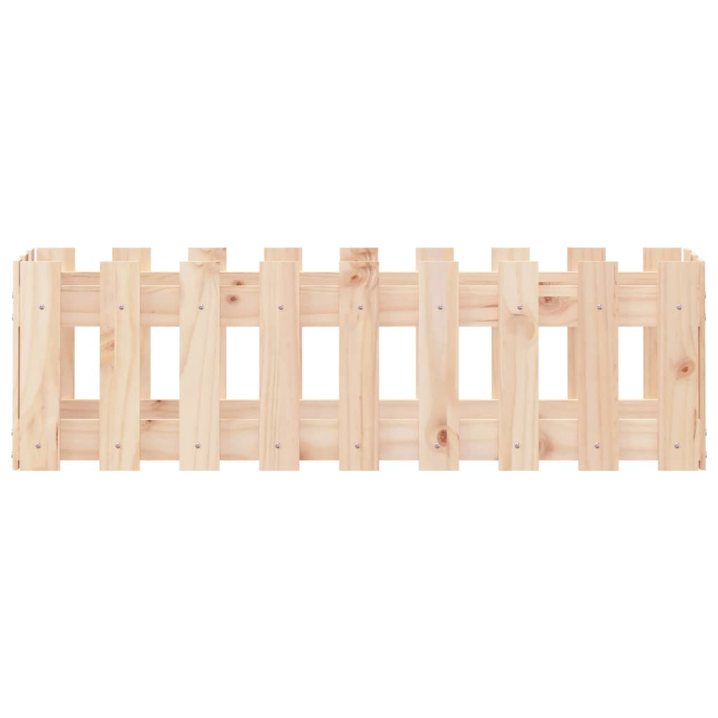 Arriate Elevado Jardín Con Valla Madera Maciza Pino 100x30x30cm_4