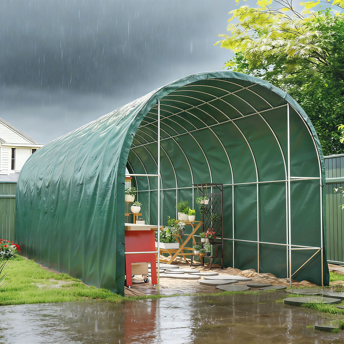Outsunny Lona Impermeable Exterior 6x8 M Pe Resistente A Rasgaduras 90 G/m²_1