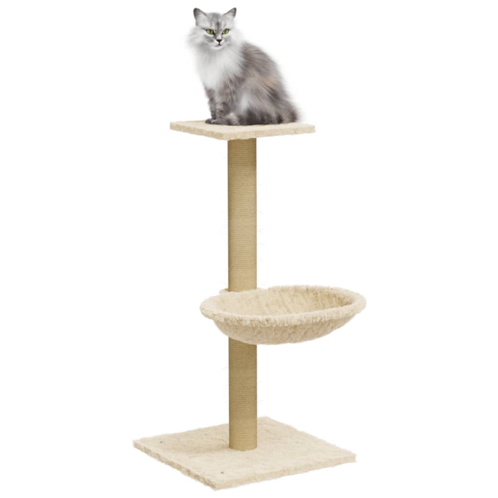 Rascador Para Gatos Con Poste De Sisal Crema 74 Cm_2