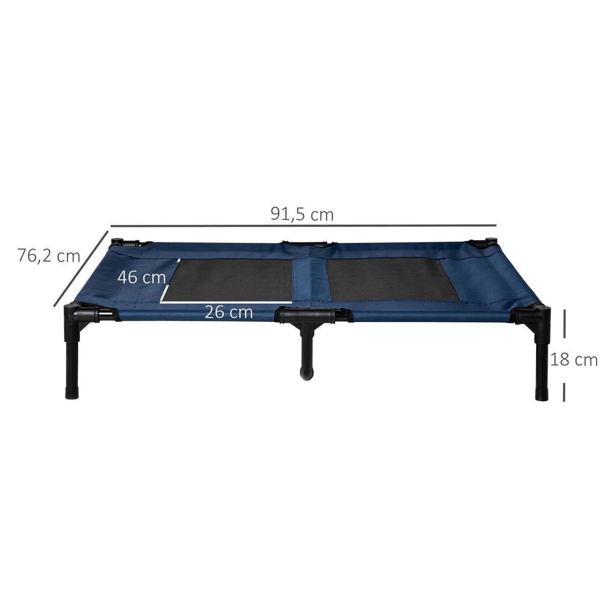 Pawhut Cama Elevada Para Perros Interior Y Exterior 91,5x76,2x18 Cm Azul_2