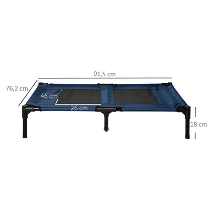 Pawhut Cama Elevada Para Perros Interior Y Exterior 91,5x76,2x18 Cm Azul_2