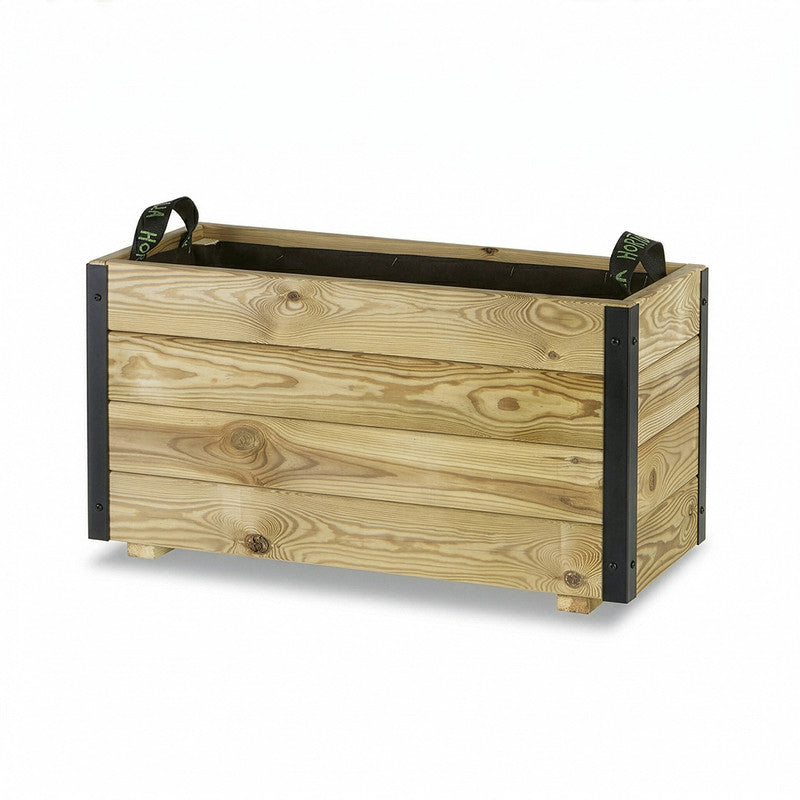 Jardinera Exterior De Madera Con Refuerzo De Aluminio Ghio Al Hortalia 70x30x40 Cm_3