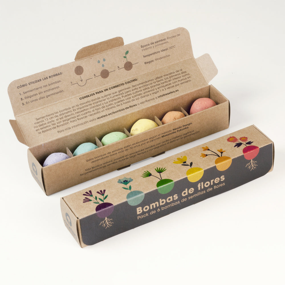 Pack 6 Bombas de Semillas de Flores Silvestres – Kit Jardín Fácil, Regalo Original - Resetea_0