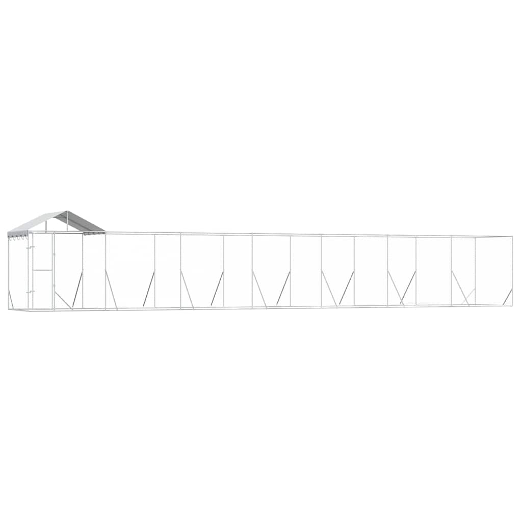 Perrera De Exterior Con Techo Acero Galvanizado Plata 14x2x2,5m_0