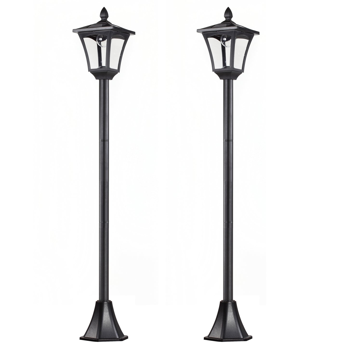 Outsunny Conjunto De 2 Farolas Solares Con Panel Solar 18x18x160 Cm Negro_0