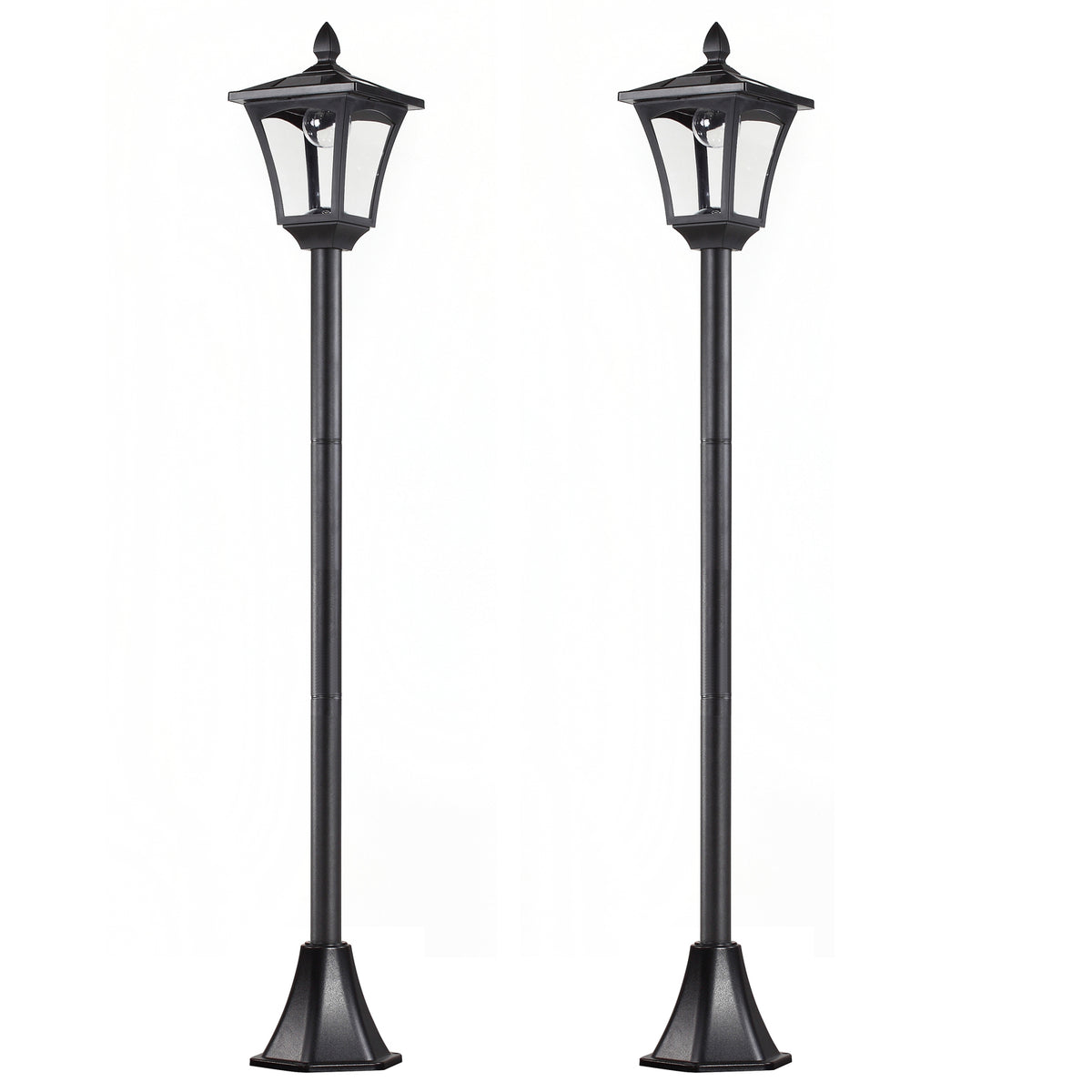 Outsunny Conjunto De 2 Farolas Solares Con Panel Solar 18x18x160 Cm Negro_0