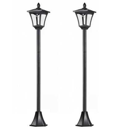 Outsunny Conjunto De 2 Farolas Solares Con Panel Solar 18x18x160 Cm Negro_0