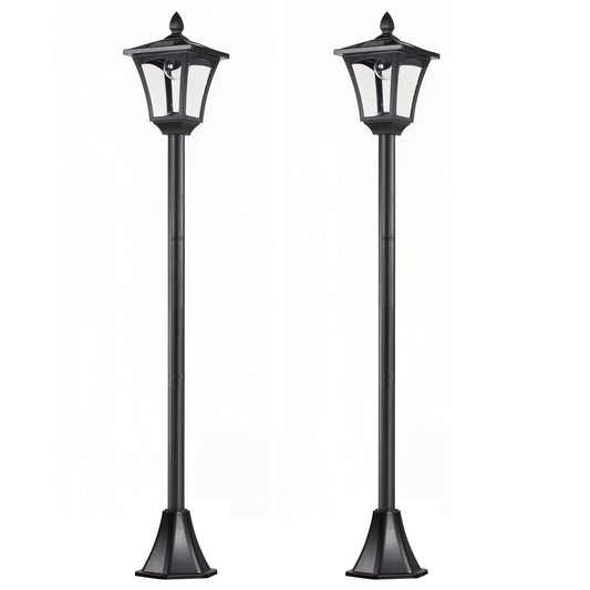Outsunny Conjunto De 2 Farolas Solares Con Panel Solar 18x18x160 Cm Negro_0