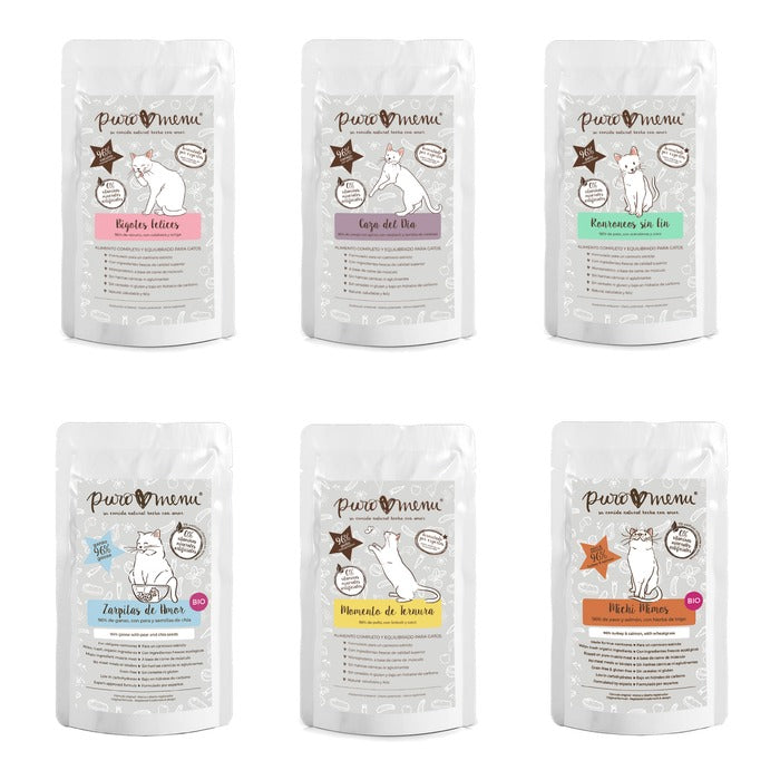 Pack degustación Comida Húmeda BIO para gatos Puromenu 6x100g