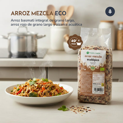 Mezcla de arroces basmati integral, rojo y salvaje ECO Planeta Huerto 500 g