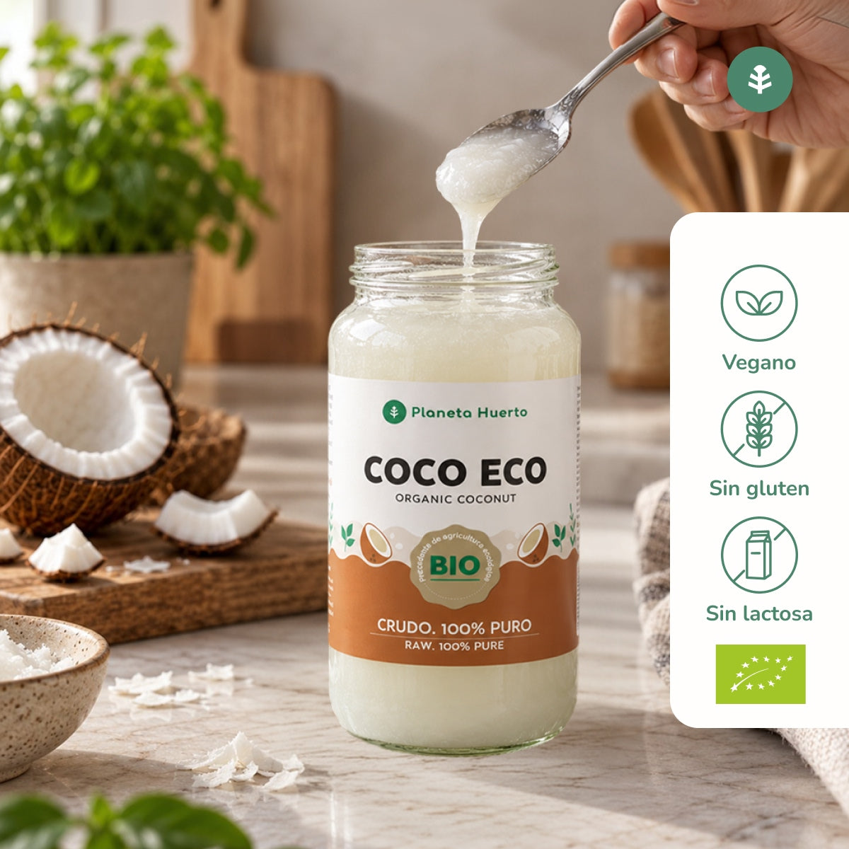 Pack 3x Aceite de coco ECO Planeta Huerto 860 ml