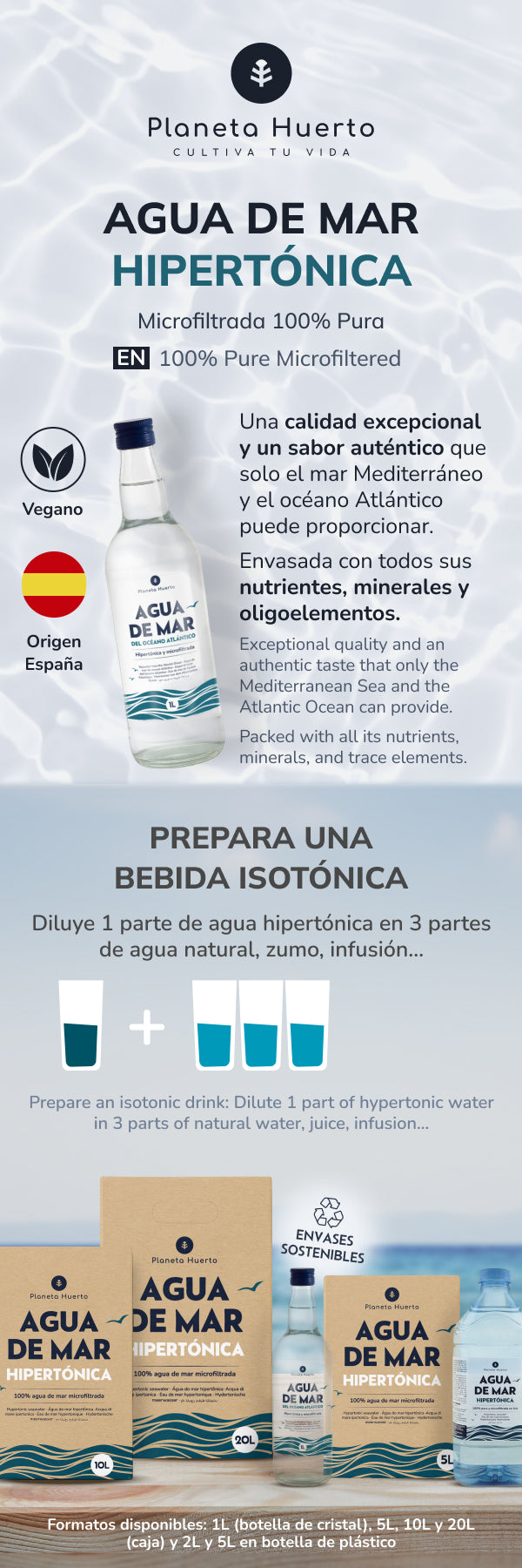 Agua De Mar Hipertónica Planeta Huerto 5 L