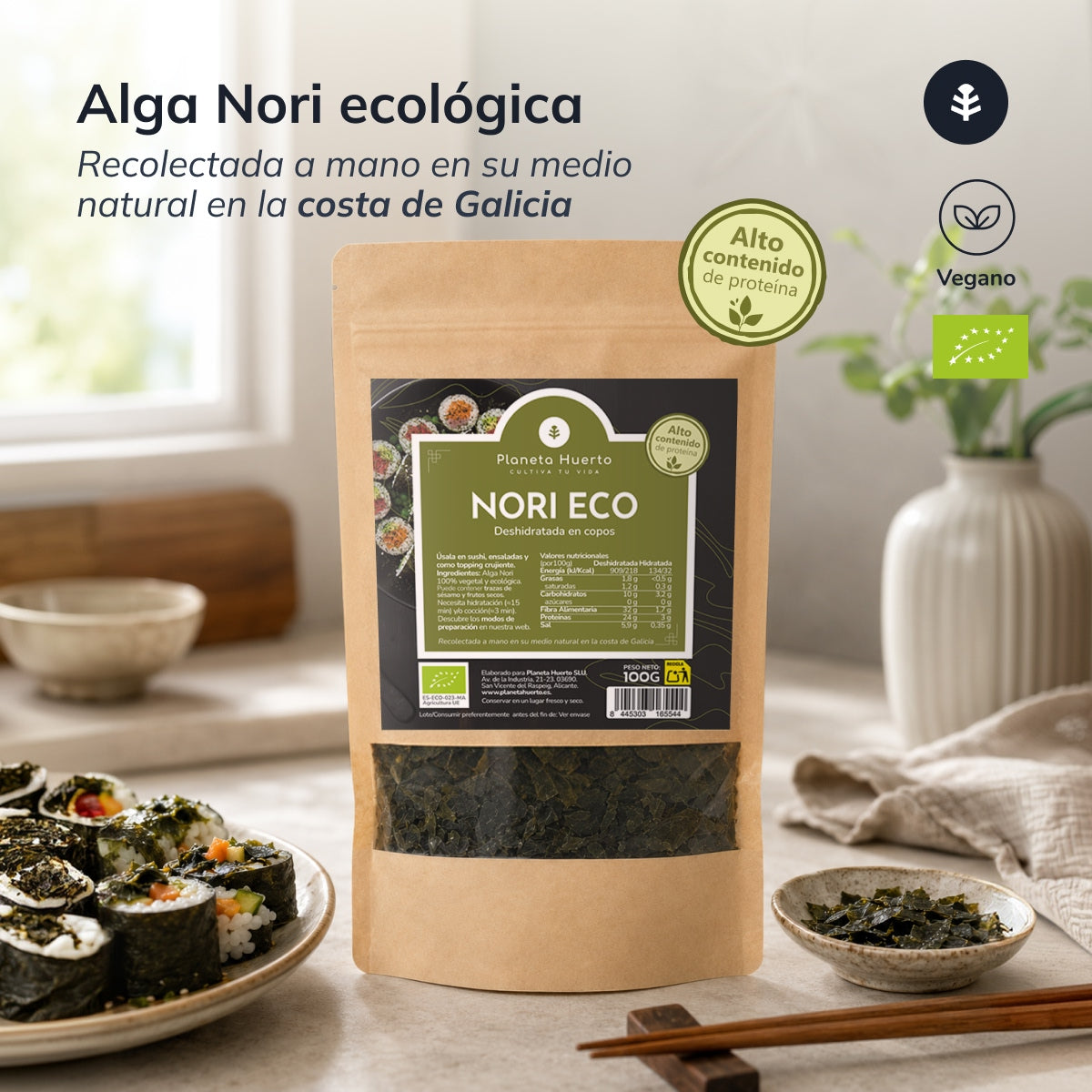 Alga Nori copos ECO Planeta Huerto 100 g