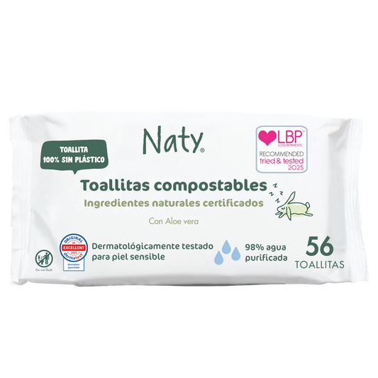 Toallitas con Aloe Vera Naty 56 uds