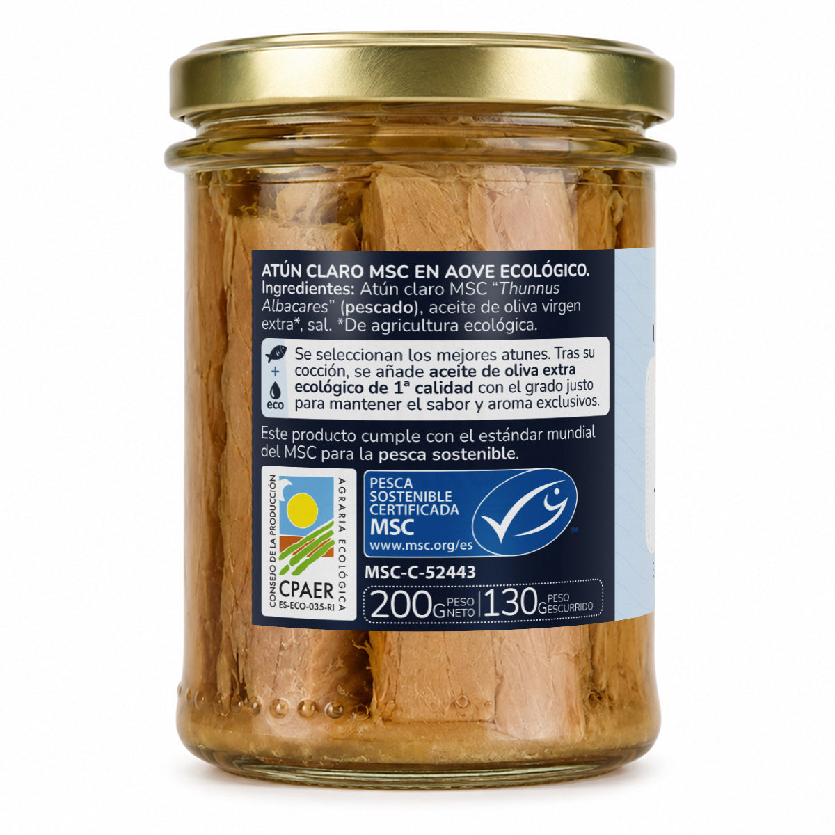 Pack 12x Atún claro MSC en aceite de oliva virgen extra ECO Planeta Huerto 200 g