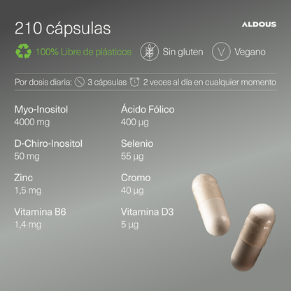 Myo Inositol + D-Chiro Inositol 210 Cápsulas Aldous Bio
